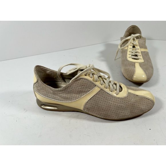 Cole Haan Womens Air Bria Sneakers Shoes Beige D34459 Walking Suede Lace Up 9B - Picture 1 of 7